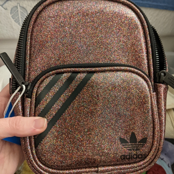 Adidas Originals glitter mini backpack in pink glitter bnwt